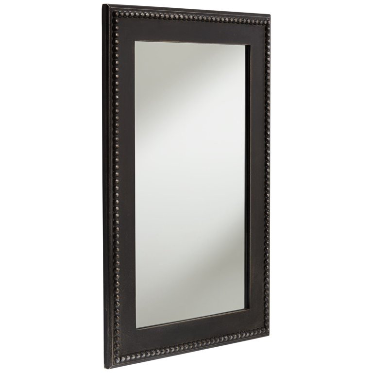 Noble Park Rectangular Vanity Accent Wall Mirror Modern Beaded Border Black Wood Frame 24" Wide f... | Walmart (US)