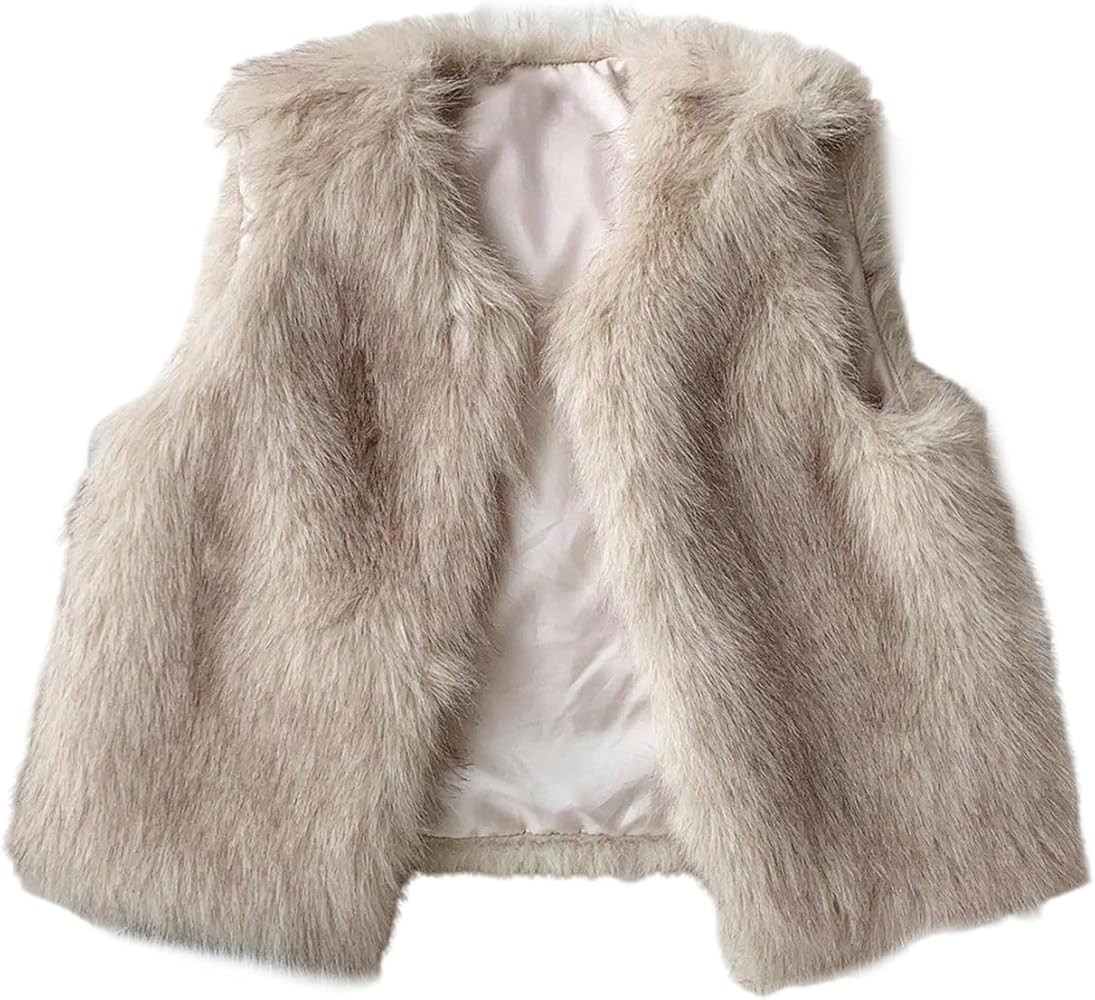MakeMeChic Women's Faux Fur Vest Tops Fuzzy Sleeveless Fur Jacket Coat Outerwear | Amazon (US)