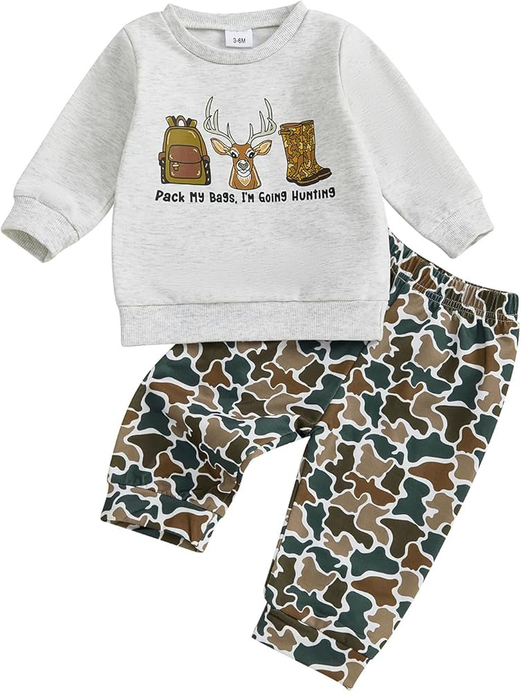 Engofs 2Pcs Toddler Baby Boy Girl Sweatshirt Tops Pants Set Long Sleeve Sweatsuit Fall Winter Out... | Amazon (US)
