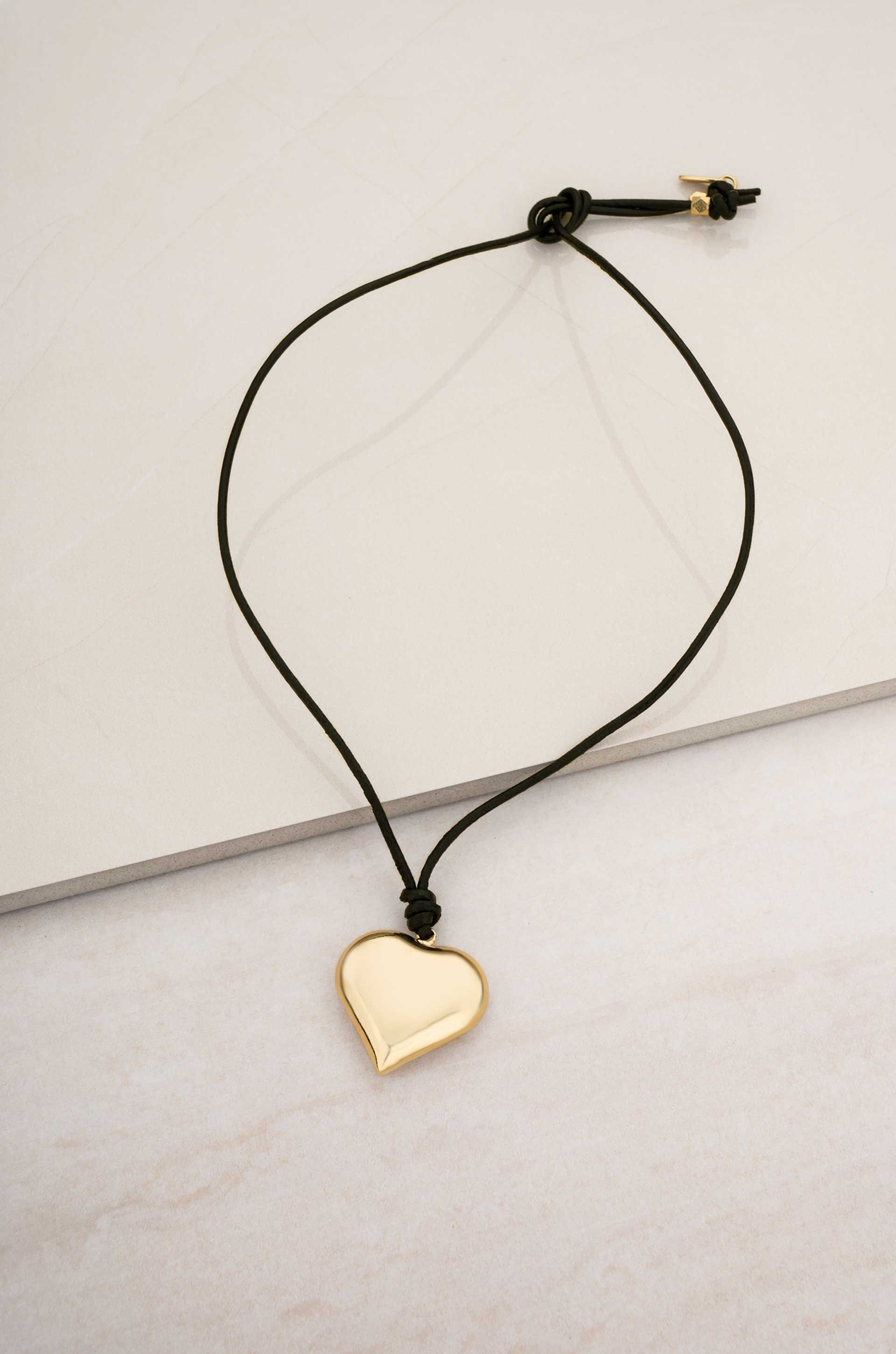 18k Gold Plated Heart Pendant Adjustable Cord Necklace | Ettika