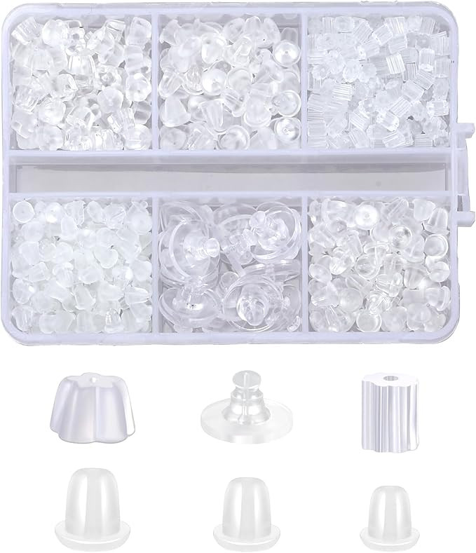 Earring Backs Replacement for Studs 6 Styles Silicone Clear Hypoallergenic Rubber Soft Plastic Ea... | Amazon (US)