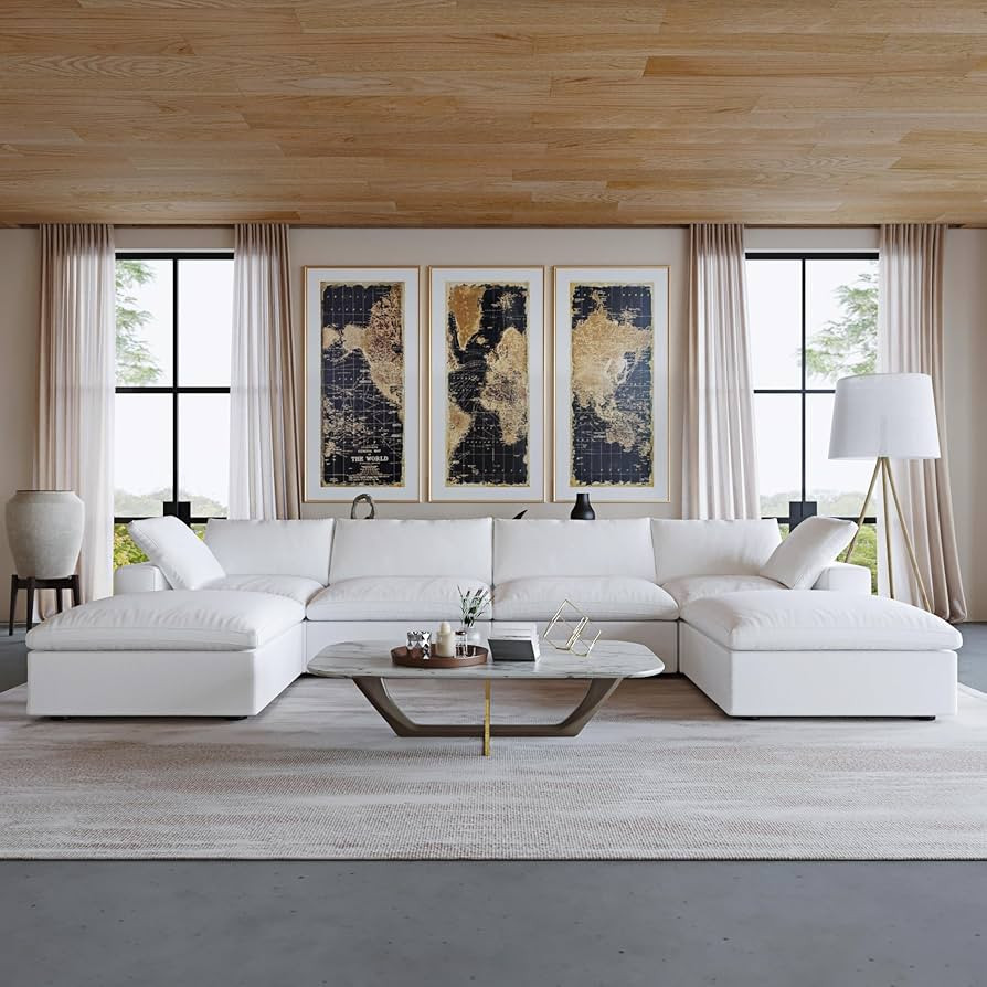 Cloud Modular Sectional Sofa with 2 Storage Ottomans,160.6" Down Filled Comfort U Shaped Sofa Cou... | Amazon (US)
