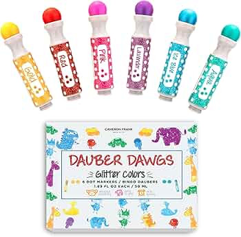 Washable Glitter Dot Markers, 6 Pack For Kids, Preschool Children Arts Crafts Supplies Kit, Kinde... | Amazon (US)