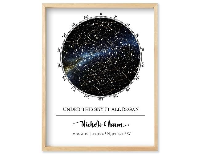 Custom Star Map - Personalized Star Map (Multiple Sizes - Unframed Star Prints, Star Constellatio... | Amazon (US)