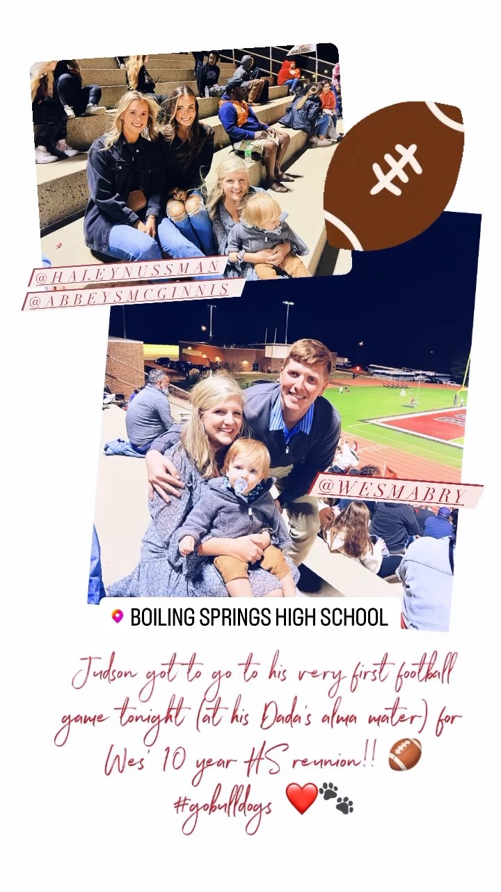 Judson got to go to his very first football game tonight (at his Dada's alma mater) for Wes' 10 year HS reunion!! 🏈 
#gobulldogs ❤️🐾 

#LTKfamily #LTKbaby #LTKSeasonal