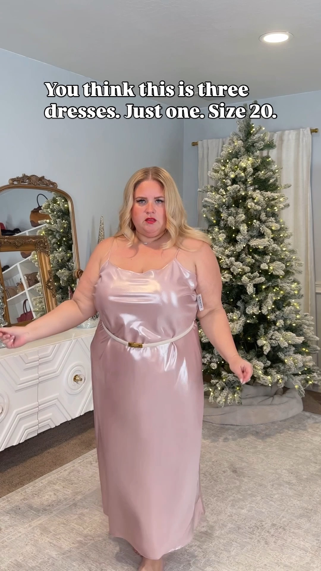 Jacket and cream sweater both linked on Instagram. Dm me for links

You’re not looking at three dresses.
You’re looking at one dress that actually pulls its weight.

Same dress. Three completely different moods.
Soft and romantic. Clean and polished. Full glam.

This is why I stop before buying “another option.”
If a piece can’t be styled at least a few ways, it’s not worth owning.

Dress 2x- Size 20. No tailoring. No tricks.
Just intentional layering and accessories doing the work.

#LTKFindsUnder50 #LTKHoliday #LTKPlusSize