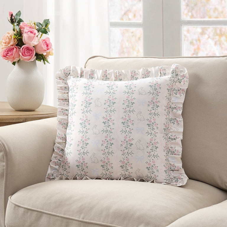 18" x 18" White Bunny Ruffle Decorative Pillow, by My Texas House | Walmart (US)