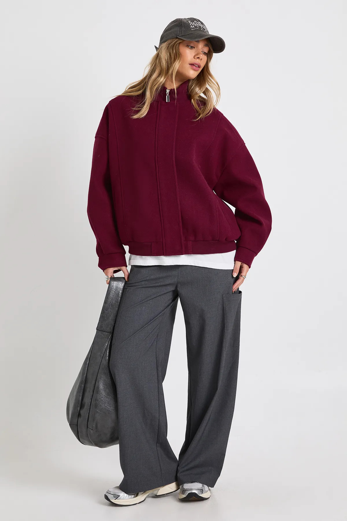 Wool Look Bomber Jacket | Boohoo.com (UK & IE)