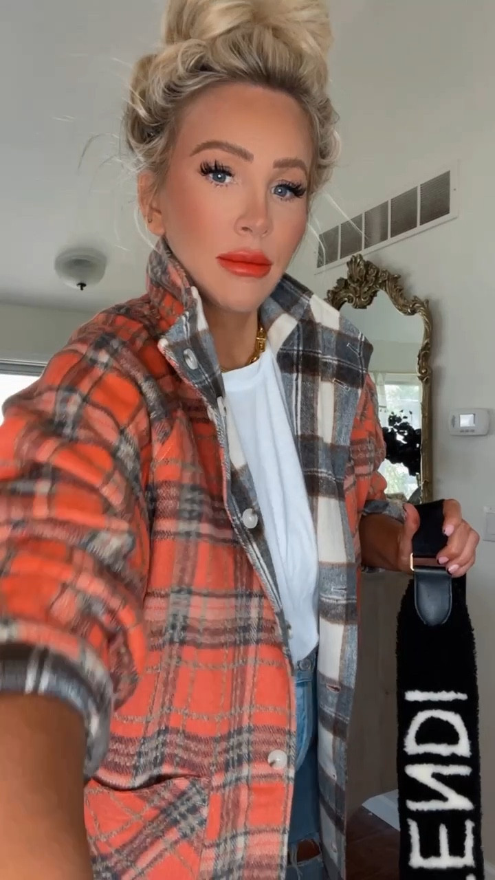 Size down in shacket! ❤️ exact lipstick linked too… shade “lady danger” 😘 