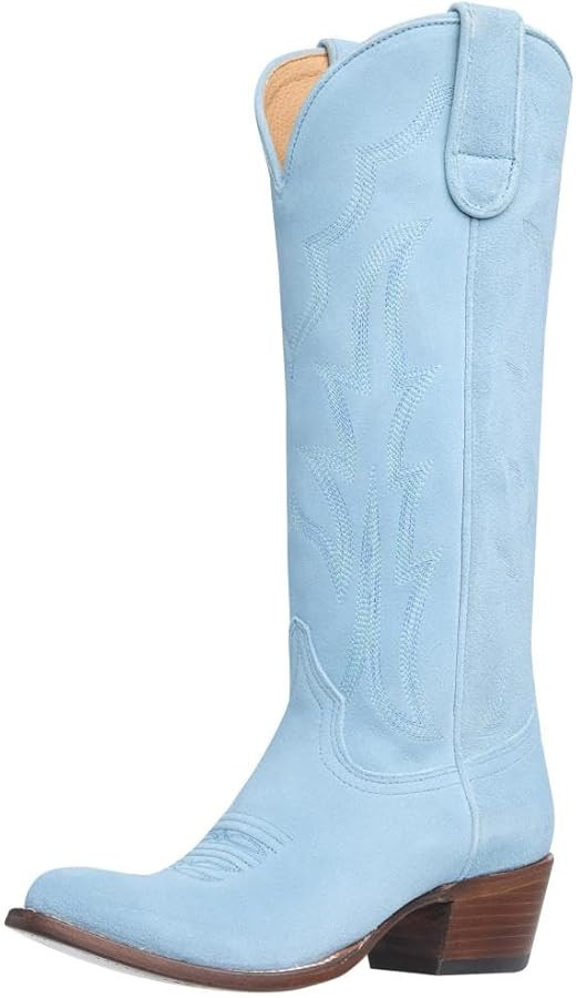 Macie Bean Women`s Baby Blue Suede 15In Top Cowgirl Boot | Amazon (US)