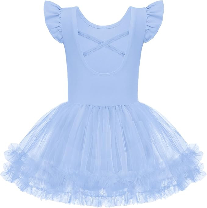 Zaclotre Ballet Leotards for Girls Ruffle Sleeve Criss-Cross Back Dance Leotard Toddler Tutu Danc... | Amazon (US)