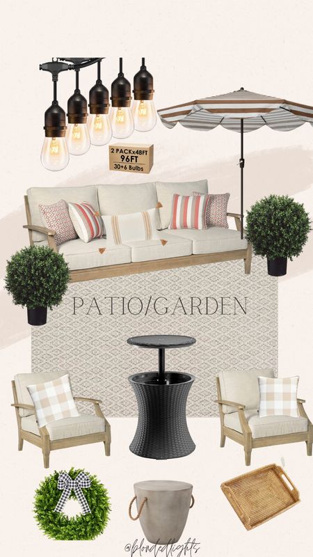 Patio/Garden 

Patio 
Garden 
Neutral patio 
Neutral garden 
Outside furniture 
Patio furniture 
Garden furniture 
Neutral furniture 
Outside living 
Garden lights 
Garden style 
Patio style 
Porch 
Porch inspo 

#LTKSeasonal #LTKhome #LTKunder100