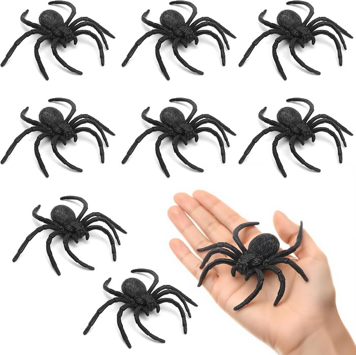 Plastic Spiders Halloween Spiders Large Fake Spiders for Halloween Toys Props Halloween Decoratio... | Amazon (US)