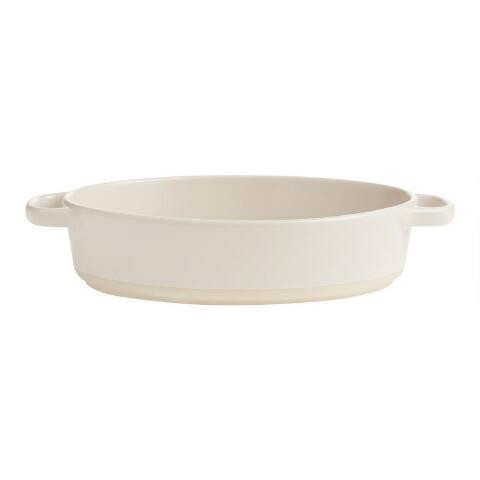 Oval Greige Ceramic Baker | World Market