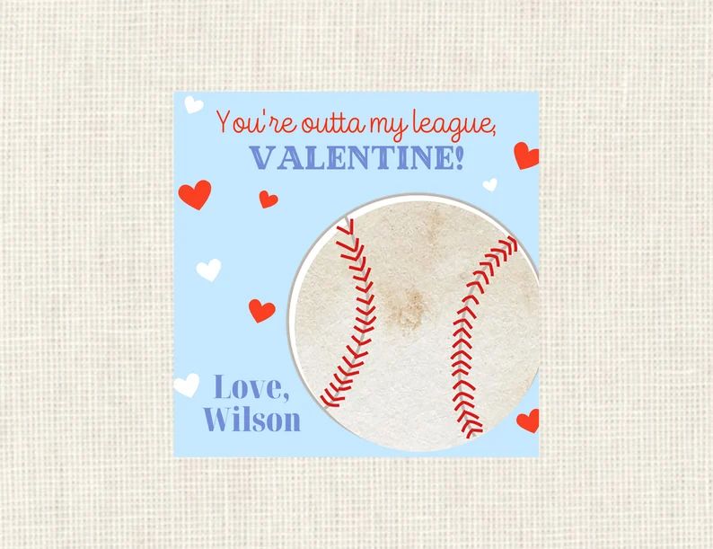 Valentine Class Tags or Stickers Baseball Valentine, Watercolor, Printed / Set of 25 | Etsy (US)