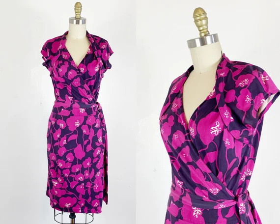 Diane Von Furstenberg dress / 1990s DVF floral print wrap | Etsy | Etsy (US)