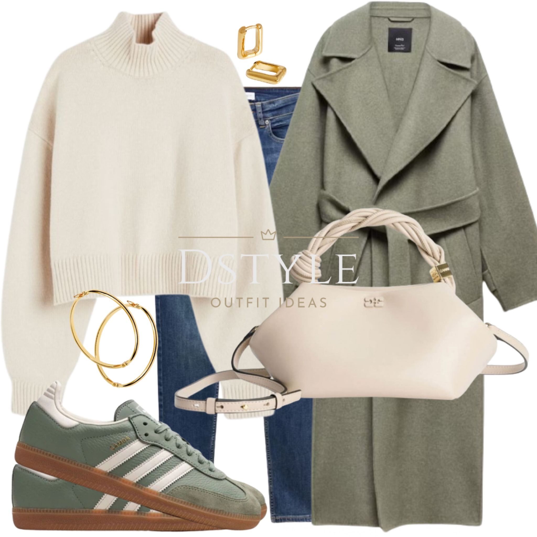 Harmony of tones: Light beige warmth, skinny push-up jeans, a trendy green coat, and the sporty elegance of Adidas Samba in green/white. #OOTD #GreenChic

#LTKshoecrush #LTKstyletip #LTKfindsunder50