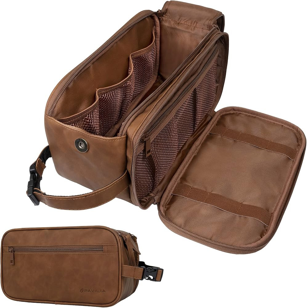 PAVILIA Toiletry Bag for Men, Travel Essentials Shaving Dopp Kit, Mens Travel Bag Toiletries Orga... | Amazon (US)