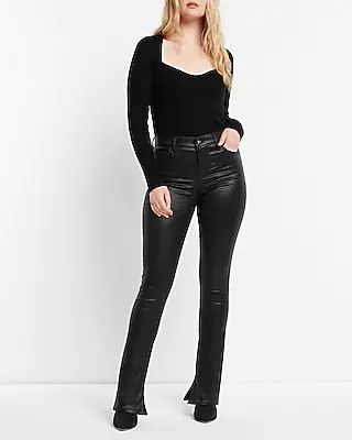 Mid Rise Black Coated Skyscraper Jeans | Express