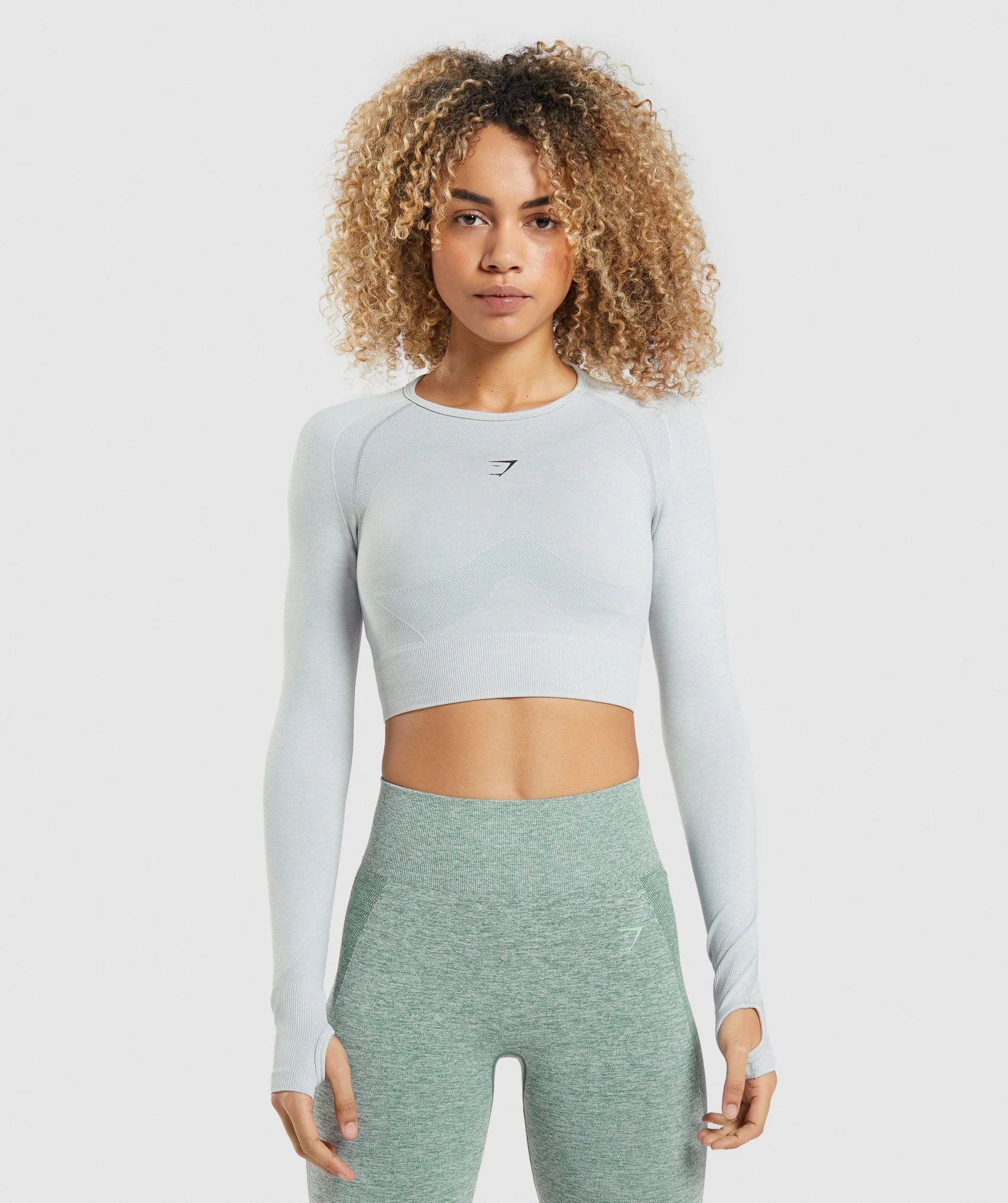 Gymshark Flex Sports Long Sleeve Crop Top - Light Grey Marl | Gymshark US