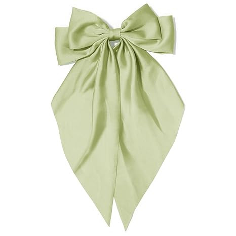 Large Hair Bows for Women Olive Green Silky Satin Hair Bow Hair Clips Long Tail Oversize Hair Rib... | Amazon (US)