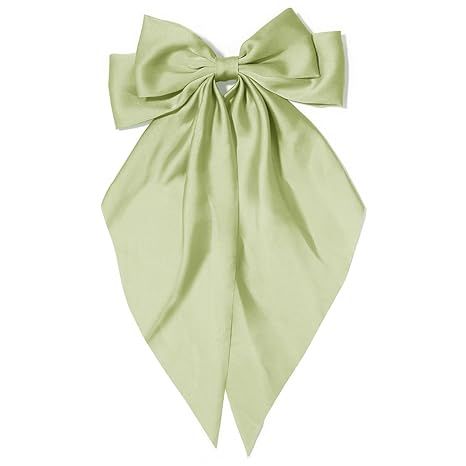 Large Hair Bows for Women Olive Green Silky Satin Hair Bow Hair Clips Long Tail Oversize Hair Rib... | Amazon (US)
