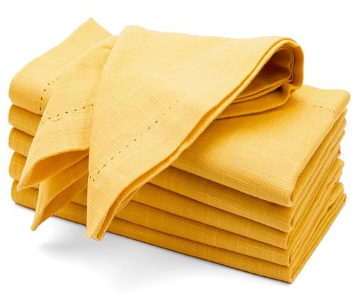 Yellow Cloth Napkin, Cloth Dinner Napkins, 100% Cotton Napkins 6 Pack, 18x18, Farmhouse Dinner Napkin, Wedding, Oversized Yellow Dinner Napkin Hemstitched, Perfect Everyday Use Table Linen, Summer | Amazon (US)