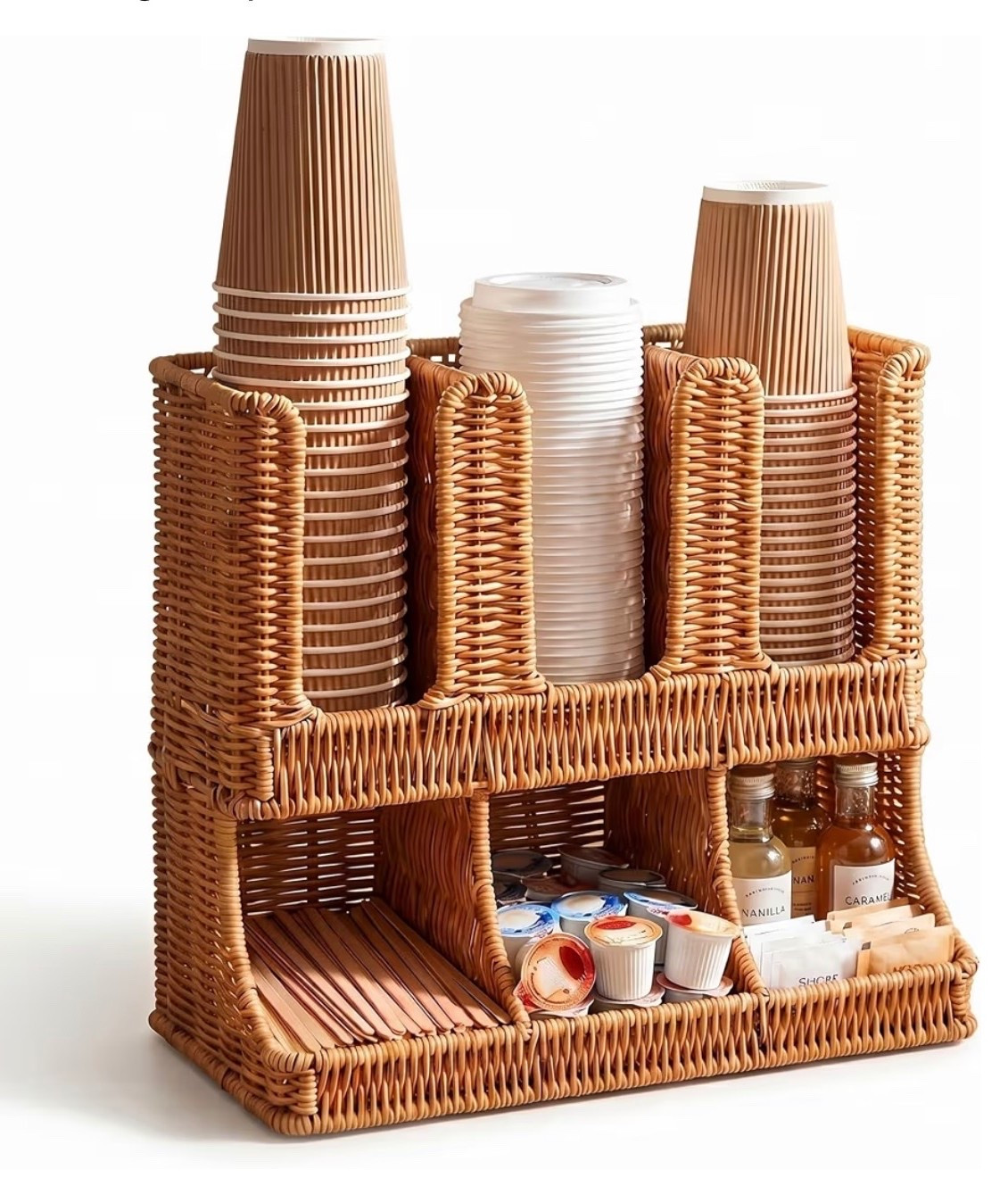 Cup and Condiment Holder, Coffee Station Organizer for Cups Lids Sugar Creamer and Stirrers, Handwoven Countertop Coffee Bar Organizer for Office Breakroom

Amazon coffee station

#LTKHome