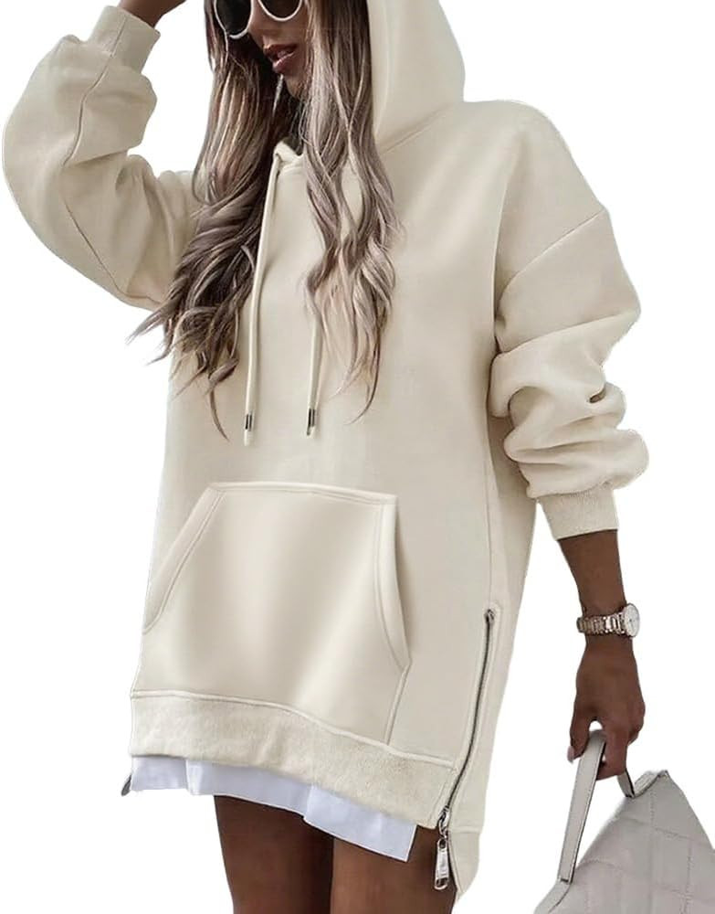 CHICME Womens Oversized Long Hoodie Dress Fall Outfits Comfrt Pullover Sweatshirt Winter Clothing | Amazon (US)