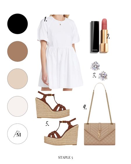 short balloon sleeve mini dress 
espadrille wedge 
chanel rouge lipstick 
ysl handbag 

#LTKSeasonal #LTKFind #LTKstyletip