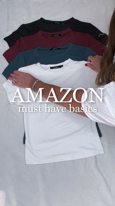 Amazon must have basics you need for spring and summer!

These fitted crew neck tees are a skims look for less. they fit like a bodysuit. They’re so comfy. The quality is so good. They don’t roll up on you. They come in 25 colors and they range in size from XXS to 3XL. 

They are currently on sale as low as $11.99 

I’ve styled them with these free people look for less barrel jeans, also from Amazon. They are super lightweight and comfy. I sized up to an 8, but I could have stuck with my true size. $49.99

Target Sandals $25
quince Sling Bag (hammitt look for less) $69.90
Quay sunglasses 





#LTKstyletip #LTKsalealert #LTKfindsunder50