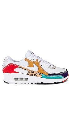 Nike Air Max 90 SE Sneaker in White, White, Light Curry, Habanero Red, Washed Teal, & Electro Pur... | Revolve Clothing (Global)