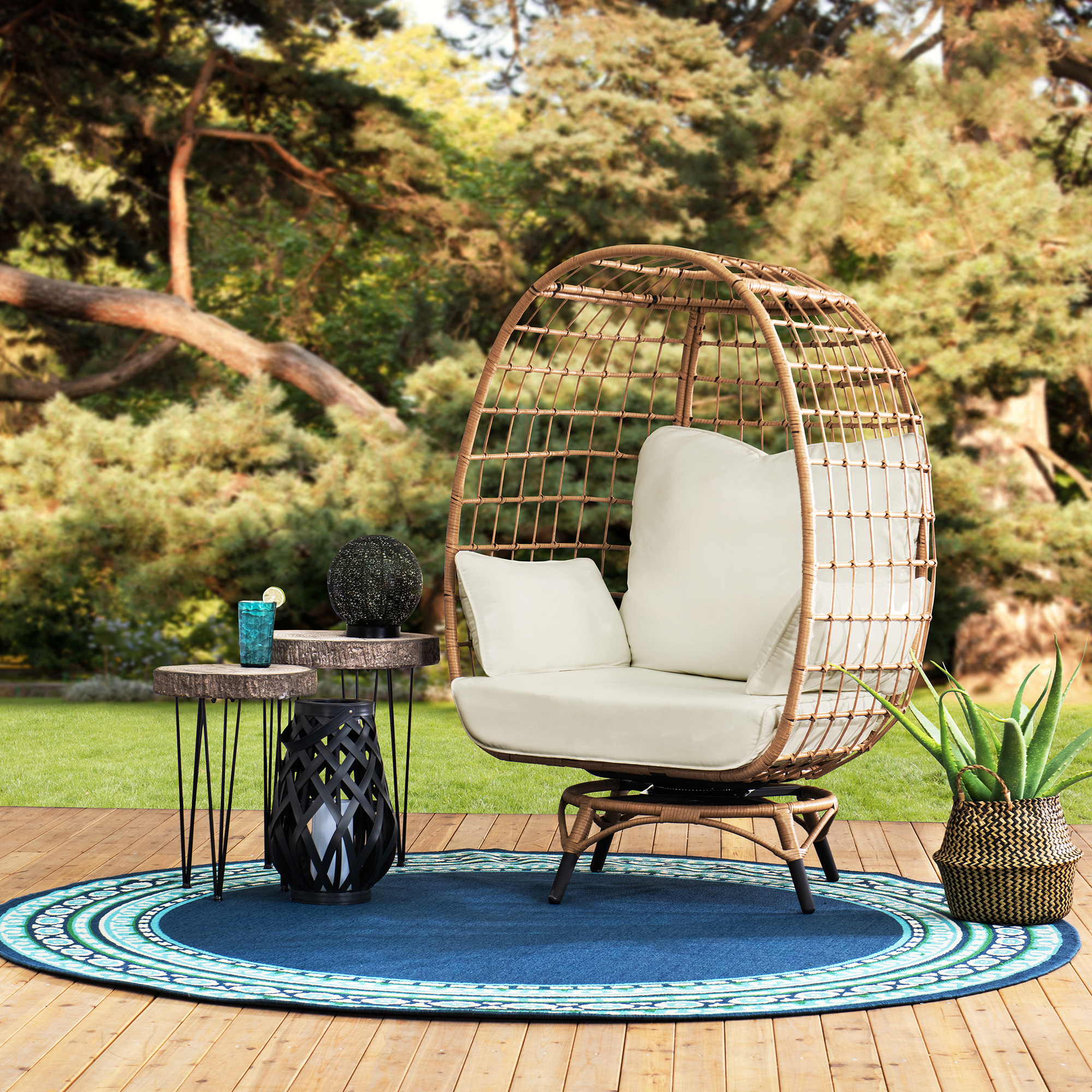 Sunjoy Light Brown Swivel Egg Cuddle Chair - Walmart.com | Walmart (US)