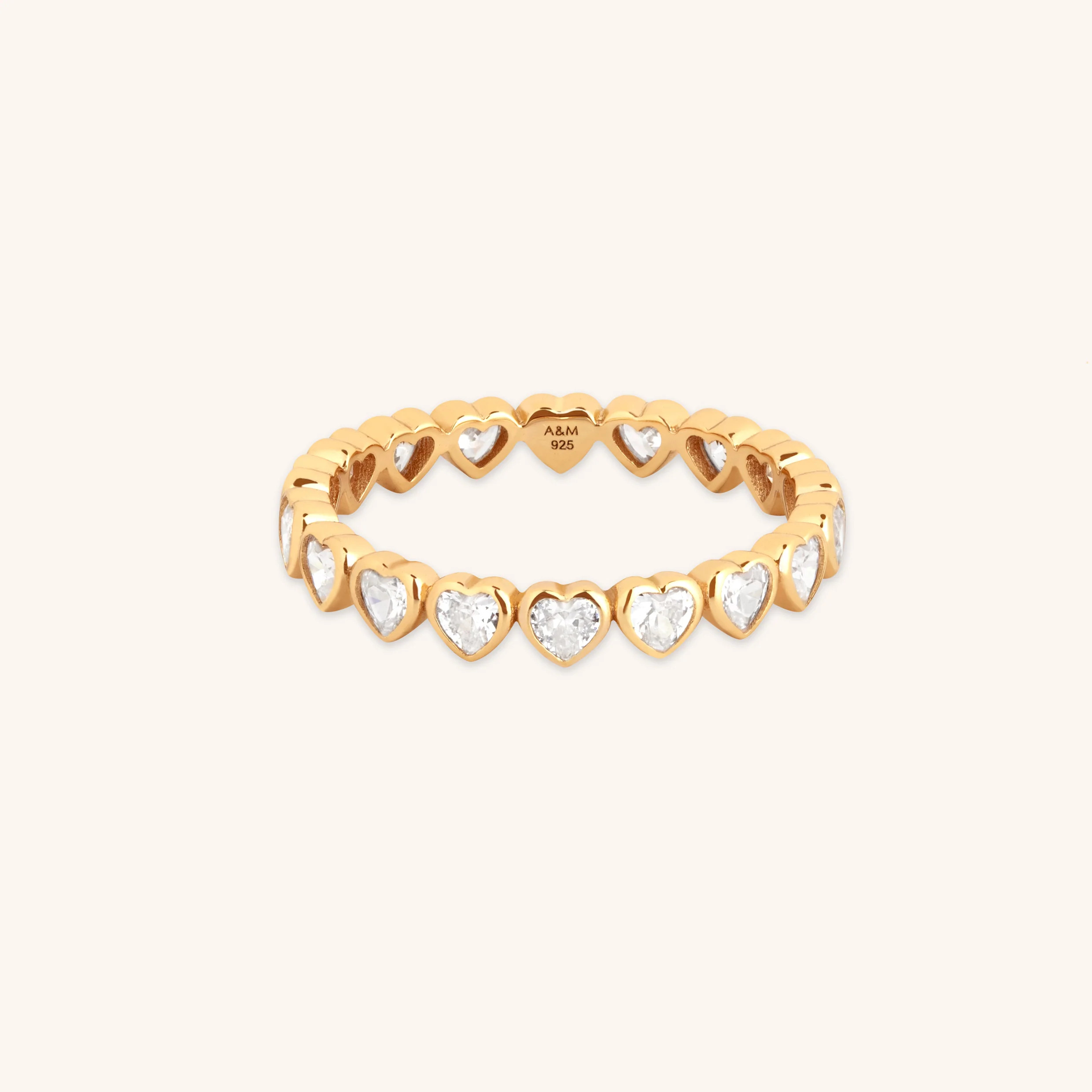 Heart Bezel Band Ring in Gold | Astrid & Miyu UK