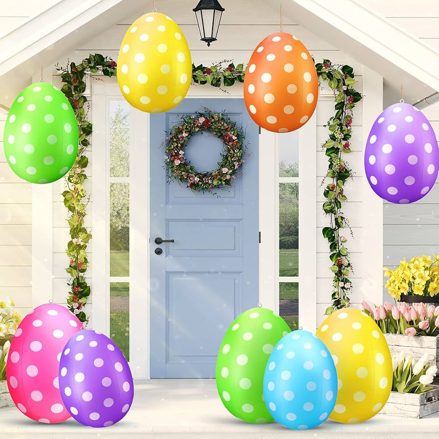 12 Pack Inflatable Easter Eggs Decorations Easter Inflatables Outdoor Decor Kids Toys Colorful Eg... | Amazon (US)