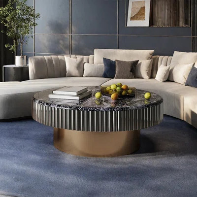 Round microcrystalline stone coffee table | Wayfair North America