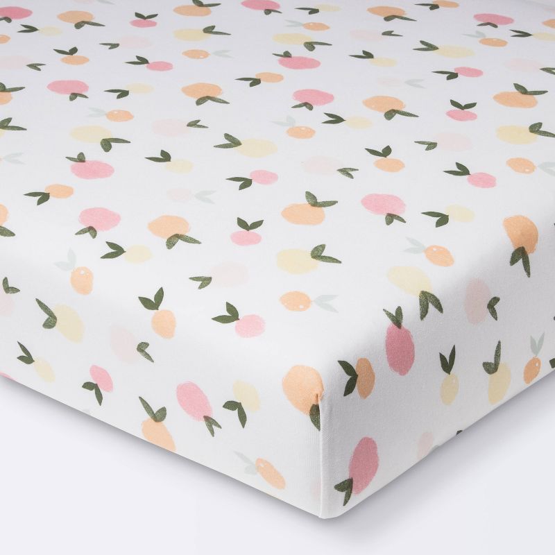 Polyester Rayon Jersey Fitted Crib Sheet - Cloud Island™ Citrus | Target