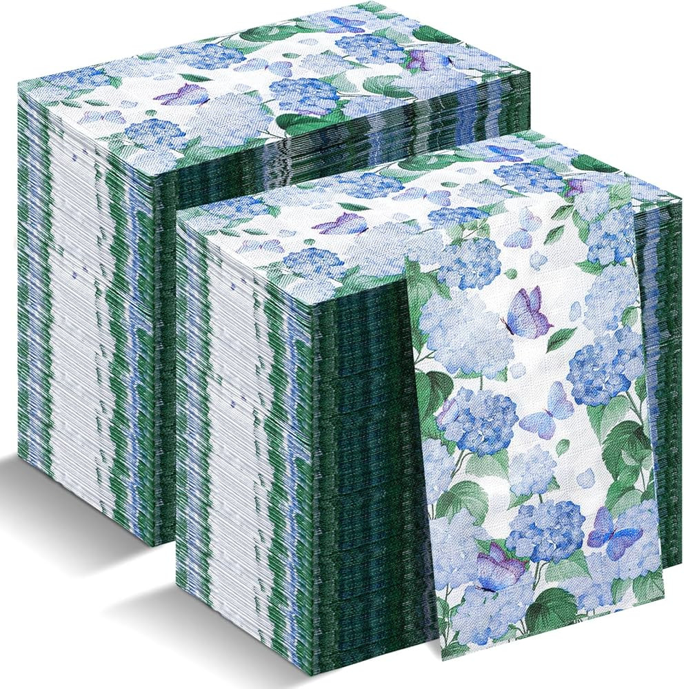 200 Pcs Hydrangea Guest Napkins 2 Ply Spring Paper Guest Towels for Bathroom Butterfly Disposable... | Amazon (US)