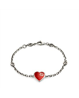 David Jones GUCCI Heart Bracelet With Interlocking G in Silver, Size 18 | David Jones (Australia & New Zealand)