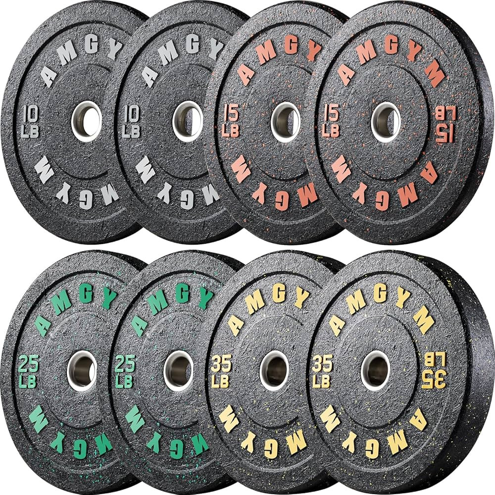 Bumper Plates, Olympic Weight Plates Set, Rubber Bumper Weights Plate with 2 Inch Steel Insert fo... | Amazon (US)