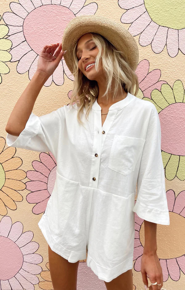 Horton Romper ~ White Linen | Show Me Your Mumu