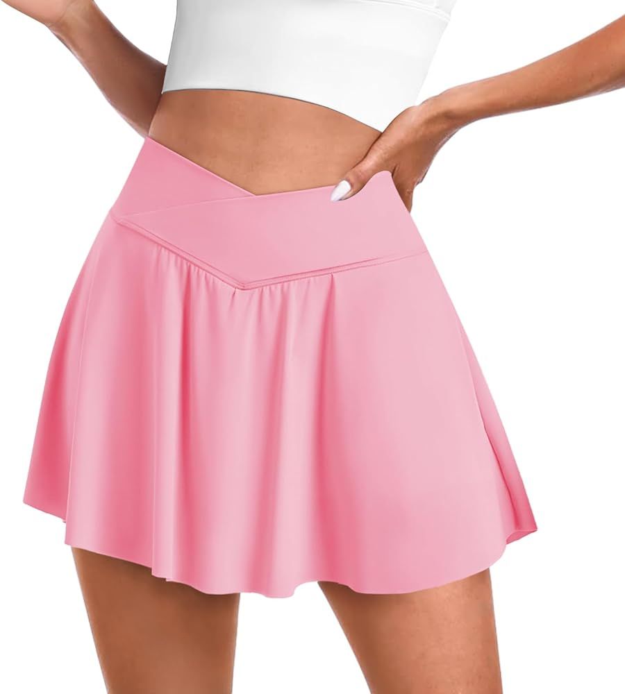 FireSwan Tennis Skirt for Women with Pockets Shorts Crossover High Waisted Pleated Golf Skorts At... | Amazon (US)