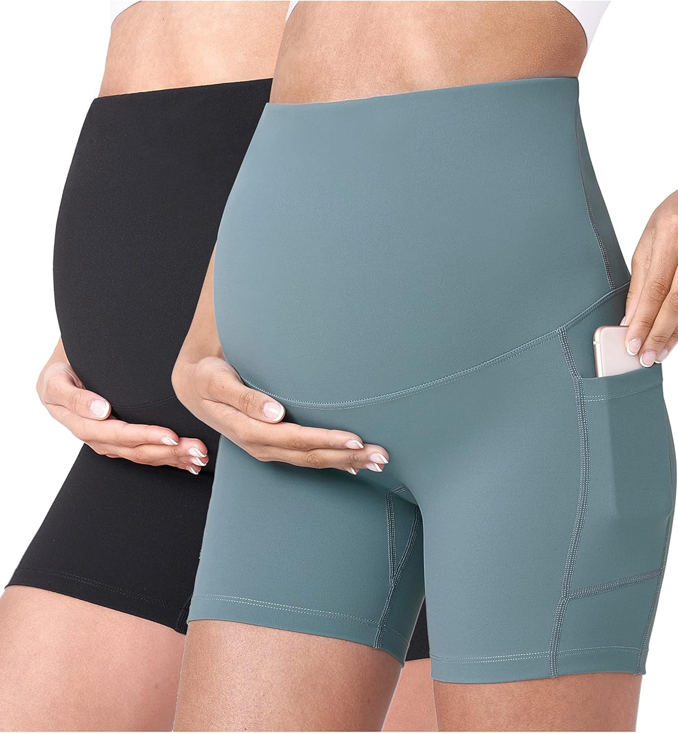 POSHDIVAH Women's Maternity Yoga Shorts Over The Belly Bump Summer Workout Running Active Short P... | Amazon (US)