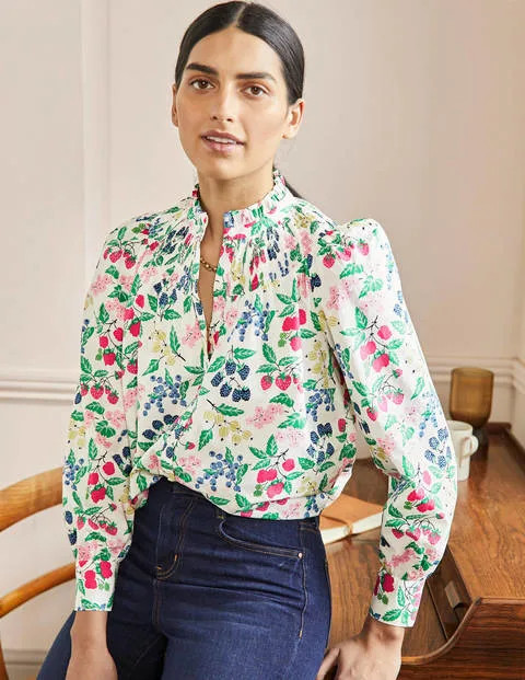 Smocked High Neck Shirt | Boden (US)