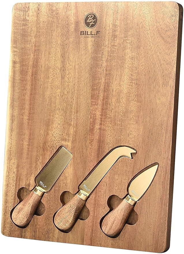 BILL.F Cheese Board Set, Charcuterie Platter & Serving Tray Including 3 Cheese Knives, 13x10x0... | Amazon (US)