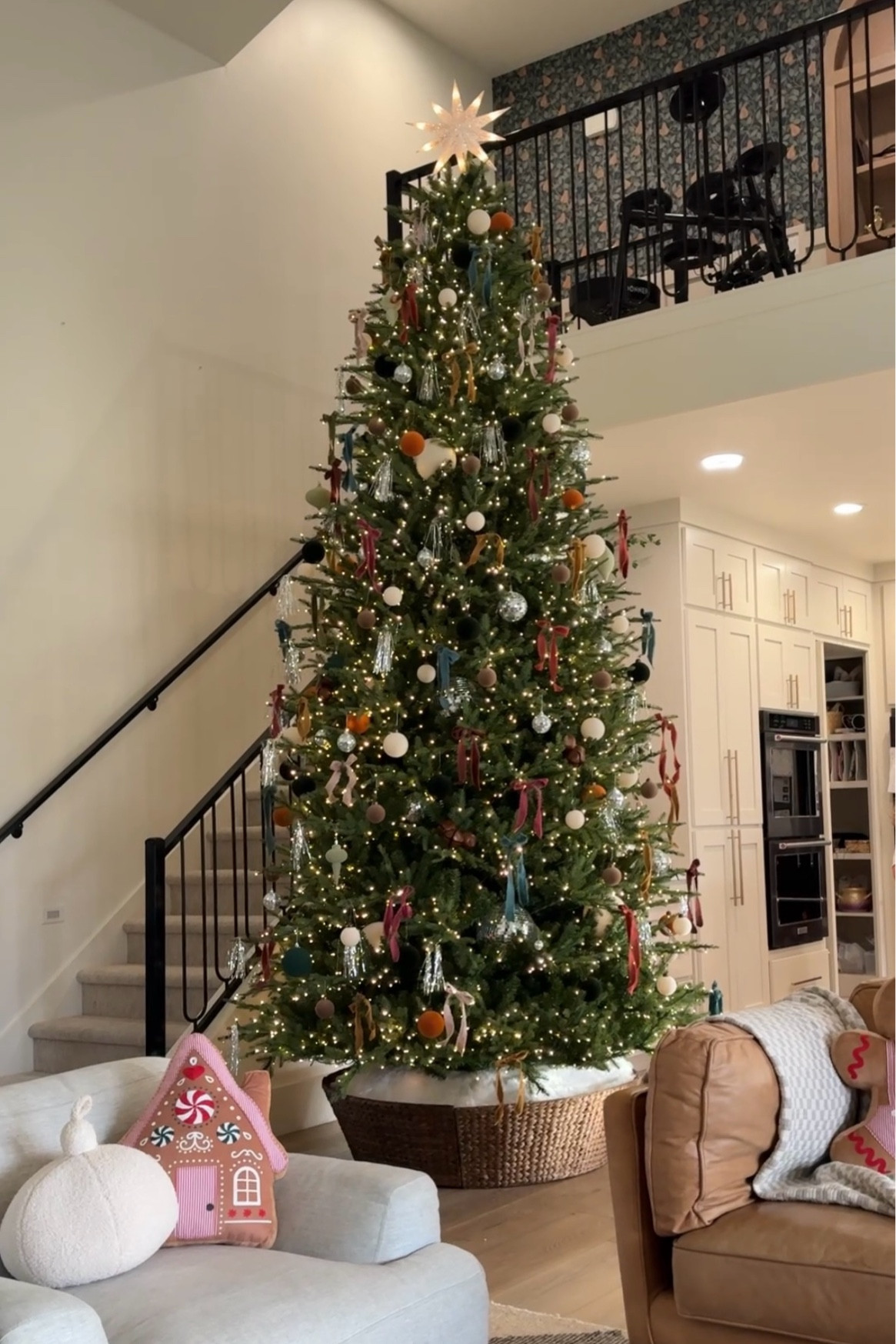 The velvet ribbon and flocked round ornaments are from hobby lobby as well as the star on top. Christmas tree inspo // 12 foot grand duchess Home Depot viral tree \\ colorful bows on tree \\ velvet ornaments // disco ball tree \\ target tree collar large 12 foot tree inspo 

#LTKHome #LTKSeasonal