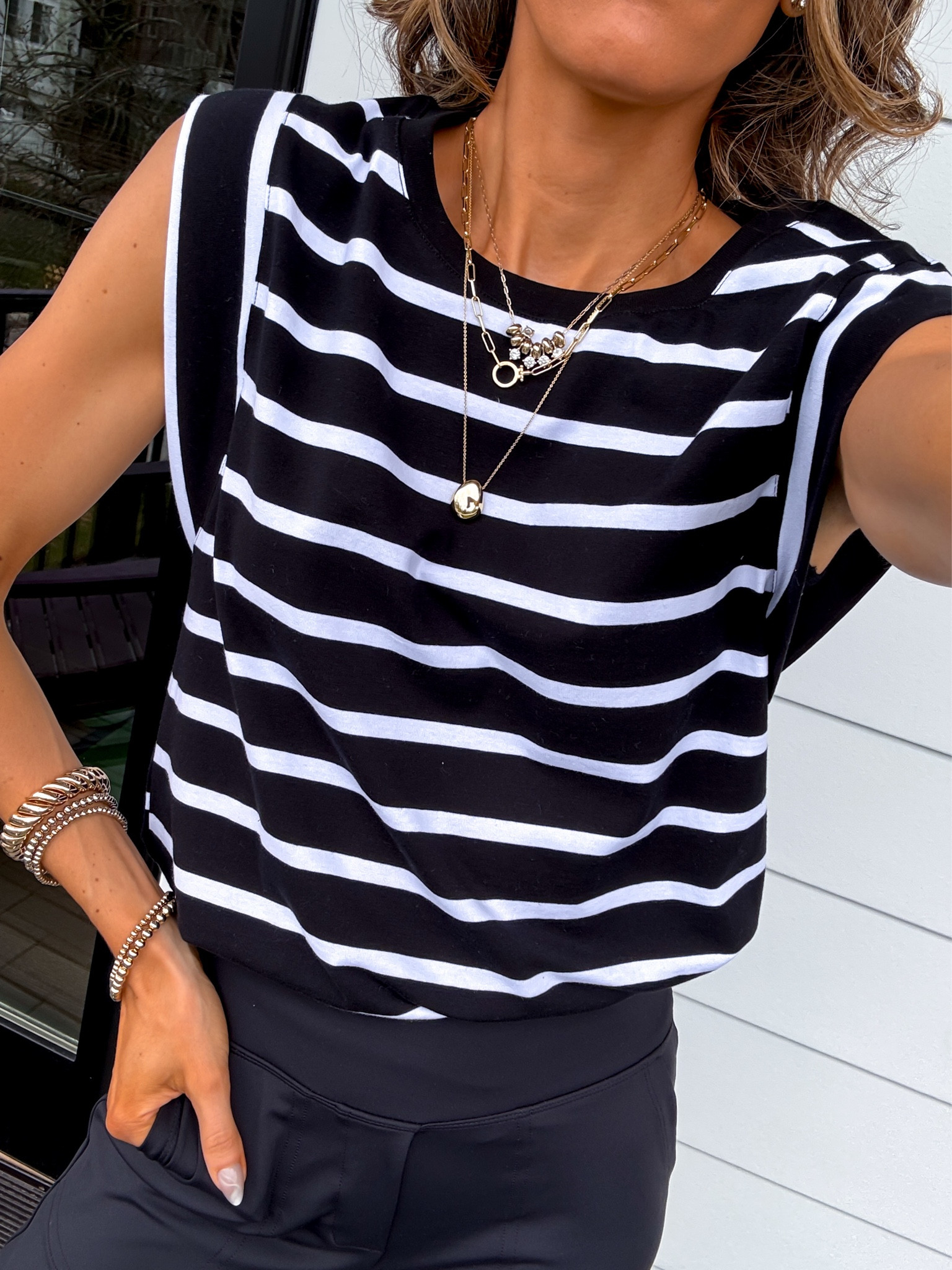 Wearing a small classic tshirt with extra armpit fabric so your bra doesn’t show! Wearing a small. Wrinkle free work pants  come in lengths! I’m 5’6” wearing a xsmall 31” inseam

#LTKmomlife #LTKdayinmylife #LTKWorkwear