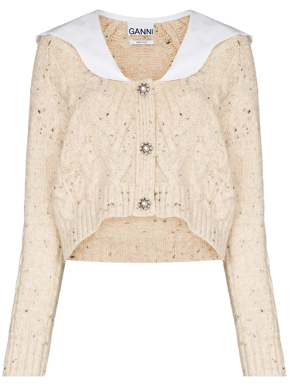 contrast-collar wool cardigan | Farfetch (US)