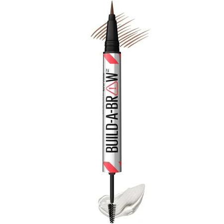 Maybelline Build-A-Brow 2-in-1 Brow Pen and Sealing Brow Gel Eyebrow Makeup for Real-Looking Fuller Eyebrows Medium Brown 1 Count | Walmart (US)
