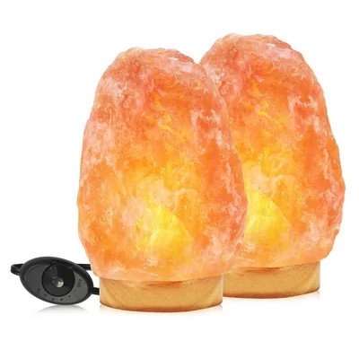 Himalayan Glow Salt Lamp, Hand Carved Crystal Salt Lamp with Wooden Base, 5-7 LBS | Wayfair North America